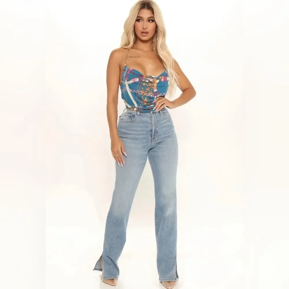 Fashion Nova plus size She Attracts High Status
Chain Top - Teal/combo - Picture 3 of 4
